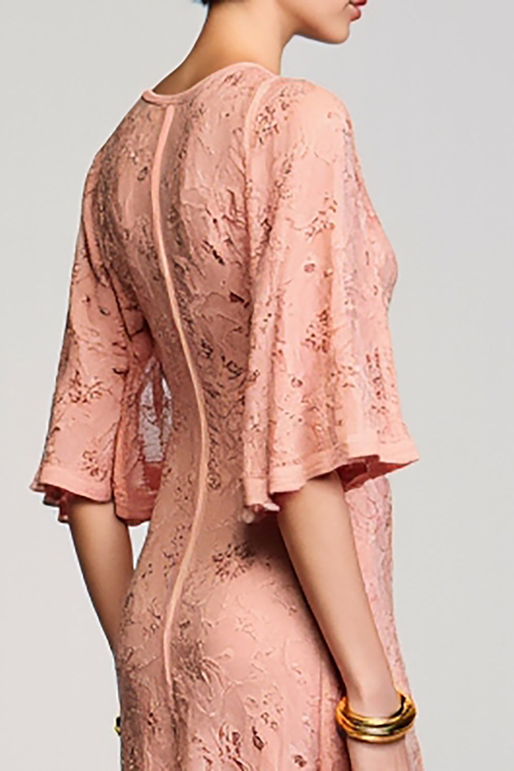 Desert Rose Ruffled Sleeve A Line Wedding Guest Dress With Appliques