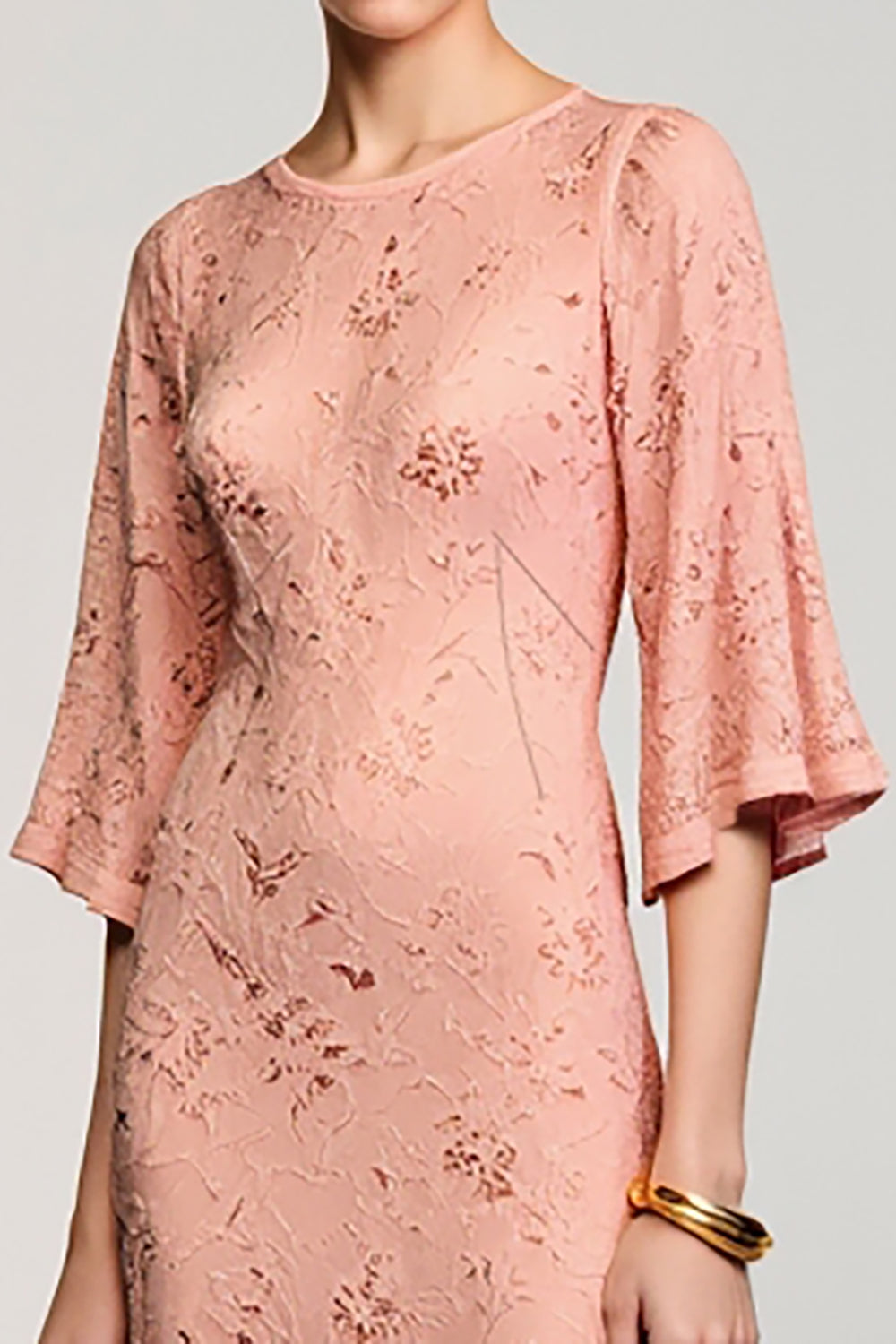 Desert Rose Ruffled Sleeve A Line Wedding Guest Dress With Appliques