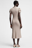 Grey Sheath Cowl Neck Wedding Guest Dress With Slit