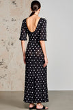Black Polka Dots A Line Long Wedding Guest Dress