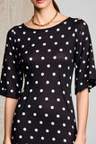 Black Polka Dots A Line Long Wedding Guest Dress
