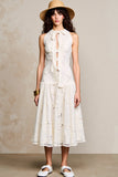 White Halter Keyhole Lace A Line Wedding Guest Dress