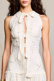 White Halter Keyhole Lace A Line Wedding Guest Dress
