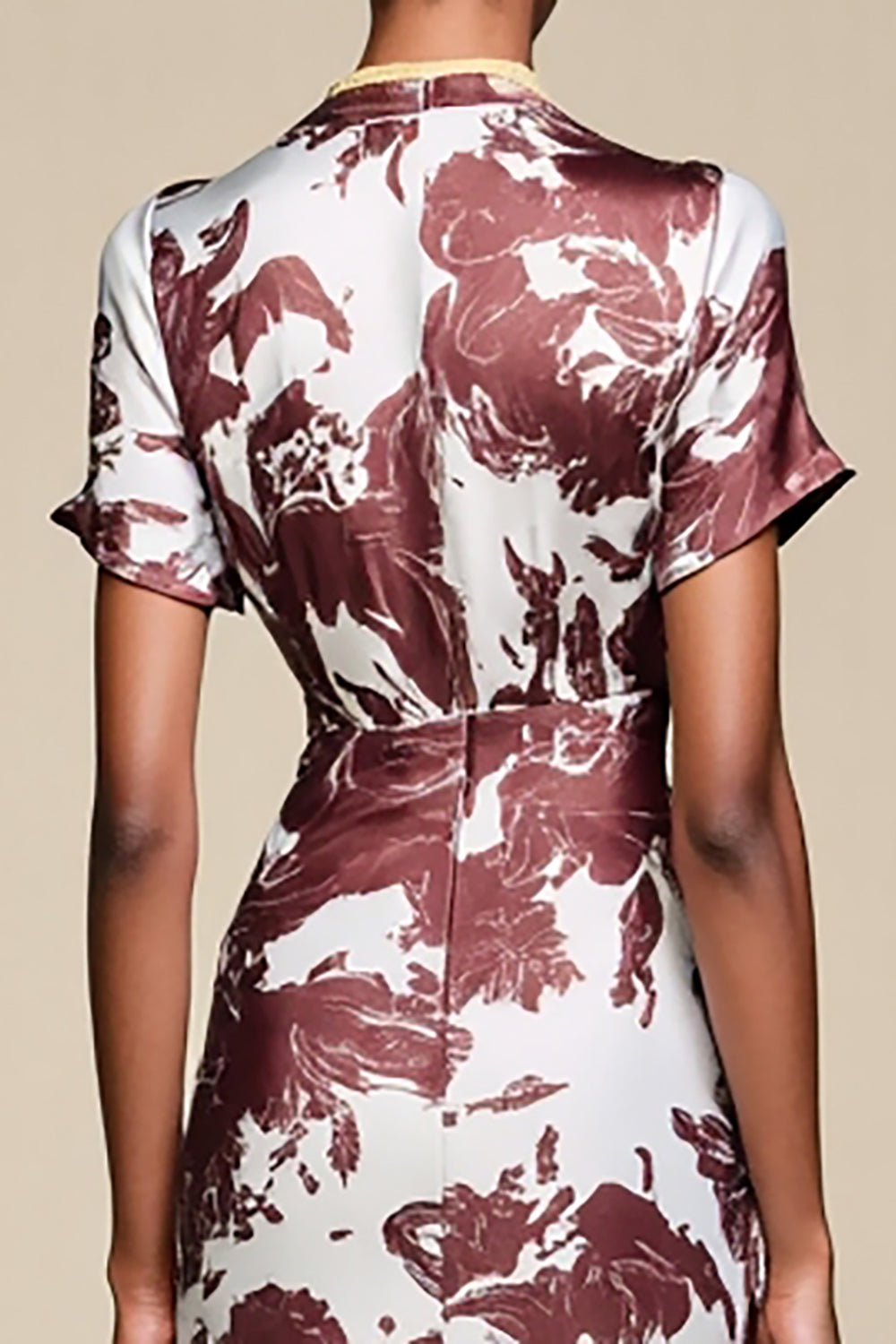 Coffee V Neck Printed A Line Wedding Guest Dress