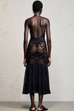 Black Spaghetti Straps Floral A Line Wedding Guest Dress