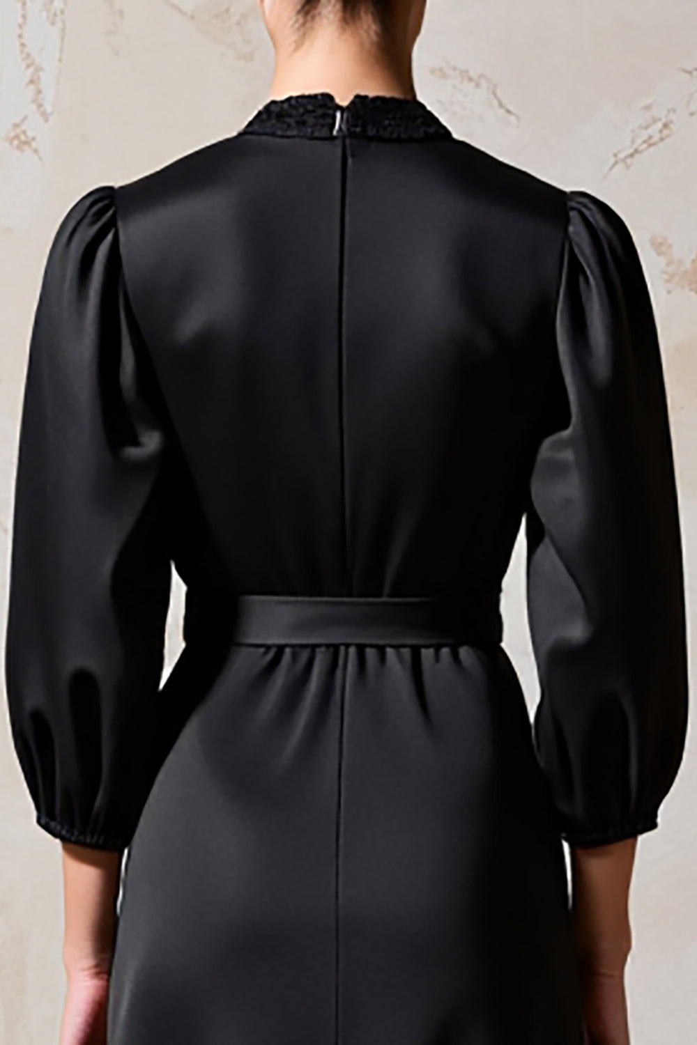 Black V Neck A Line Wedding Guest Dress With Belt