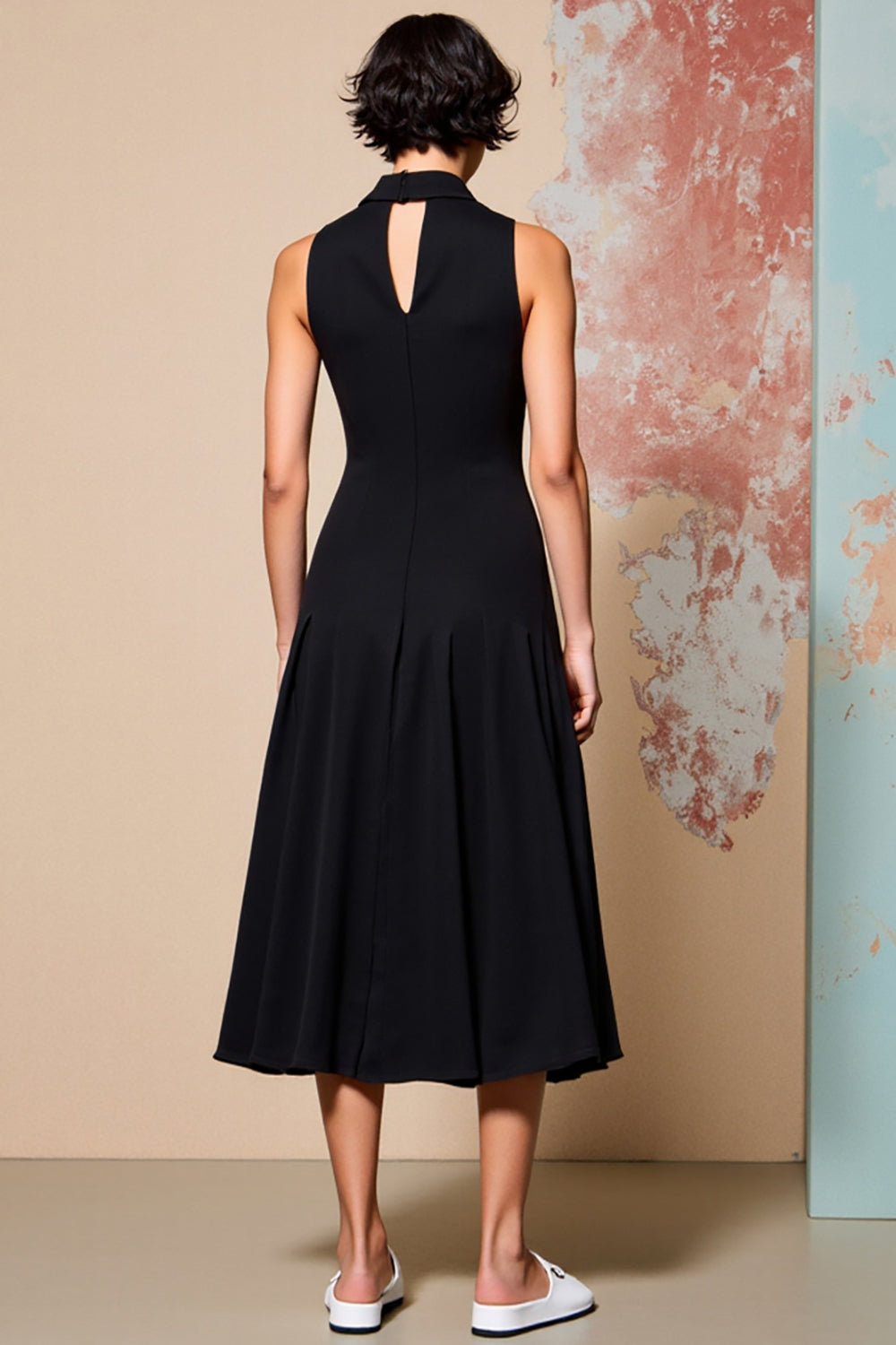 Black Keyhole A Line Simple Wedding Guest Dress