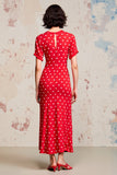 Red Sheath Polka Dots Long Wedding Guest Dress