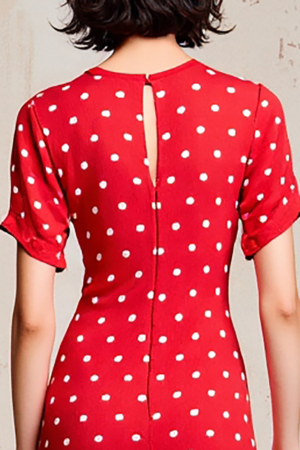 Red Sheath Polka Dots Long Wedding Guest Dress