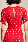 Red Sheath Polka Dots Long Wedding Guest Dress