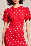 Red Sheath Polka Dots Long Wedding Guest Dress