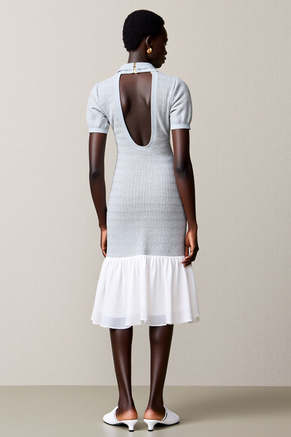 Dusty Blue A Line Wedding Guest Dress With Ruffles