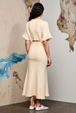 Apricot Mermaid Ruched Wedding Guest Dress