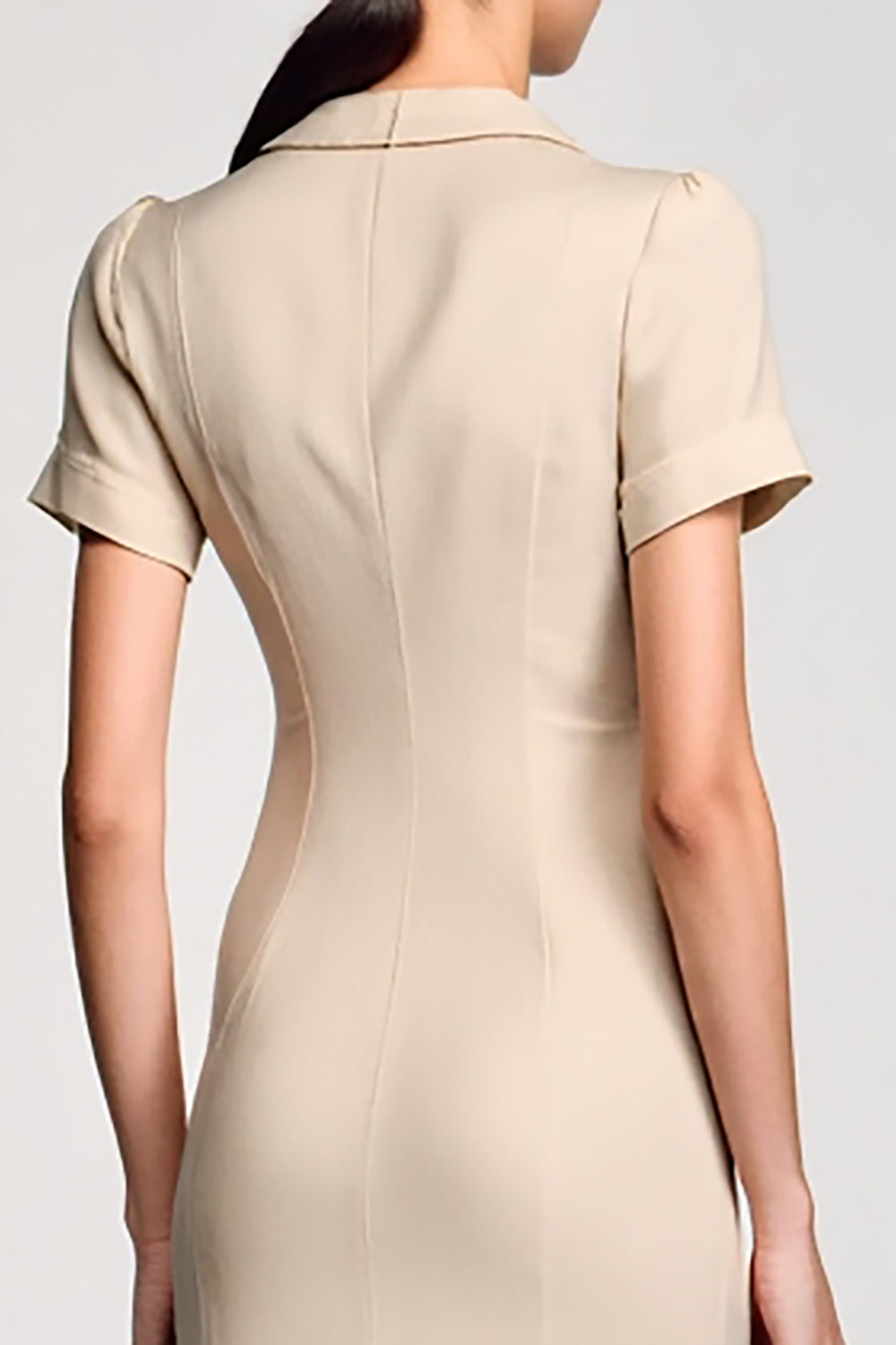 Apricot Notched Lapel Sheath Wedding Guest Dress with Bow