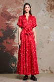 Red A Line Wedding Guest Dress with White Polka Dots