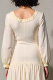 Ivory A Line Long Sleeve Wedding Guest Dress