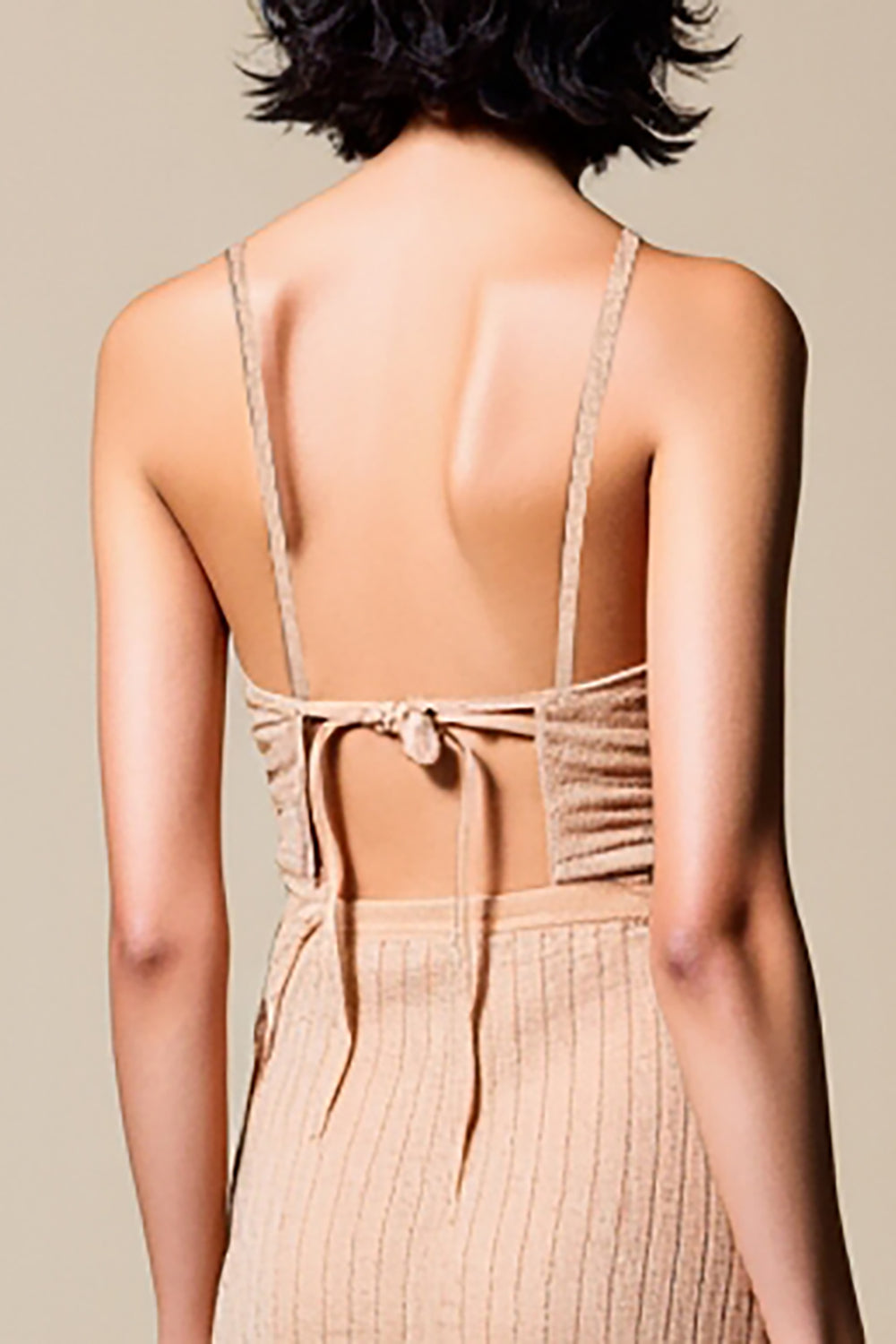 Champagne Spaghetti Straps Ruched Wedding Guest Dress