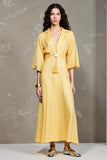 Yellow A Line Lapel Wedding Guest Dress