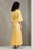 Yellow A Line Lapel Wedding Guest Dress