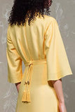 Yellow A Line Lapel Wedding Guest Dress