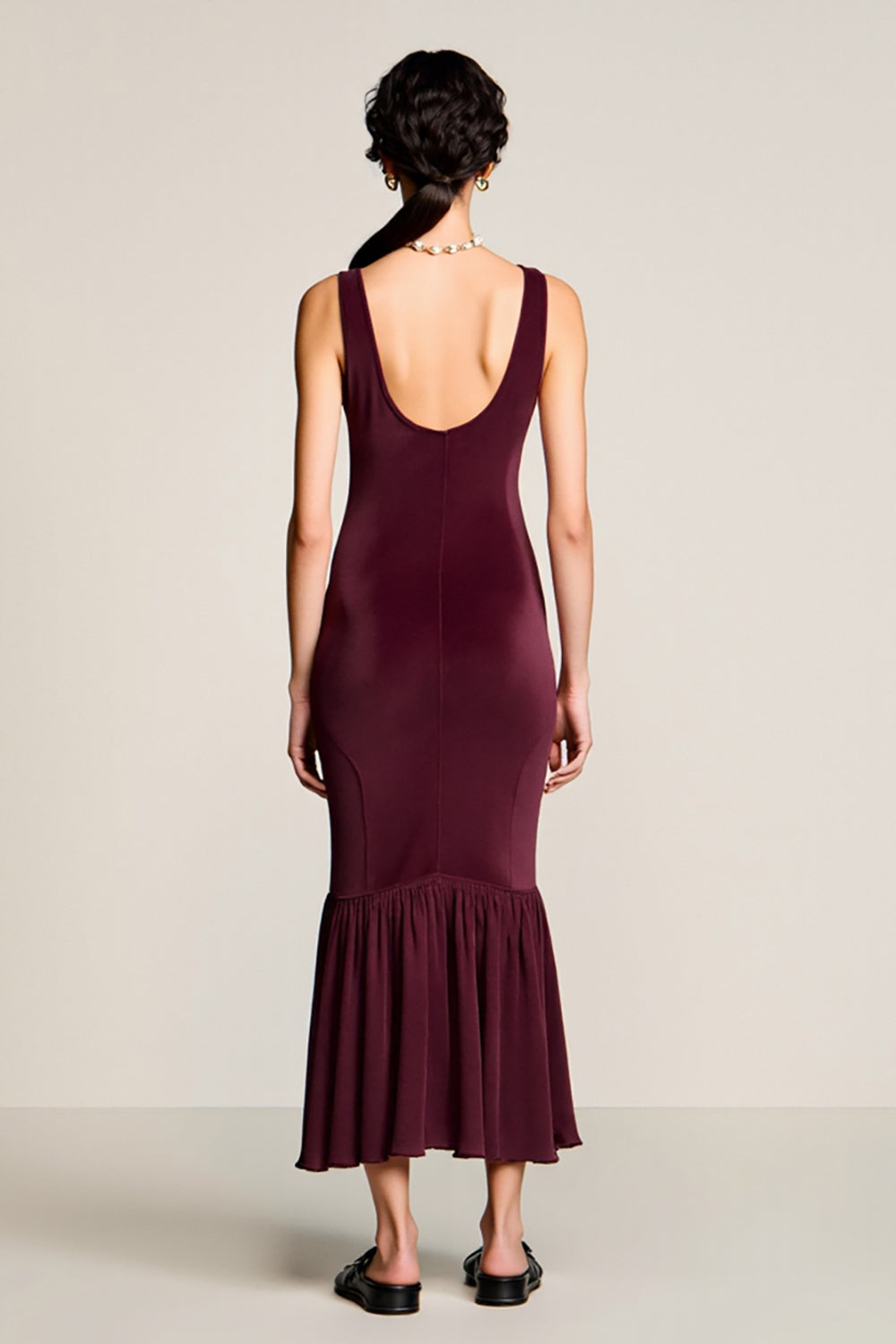 Burgundy Sheath Velvet Wedding Guest Dress
