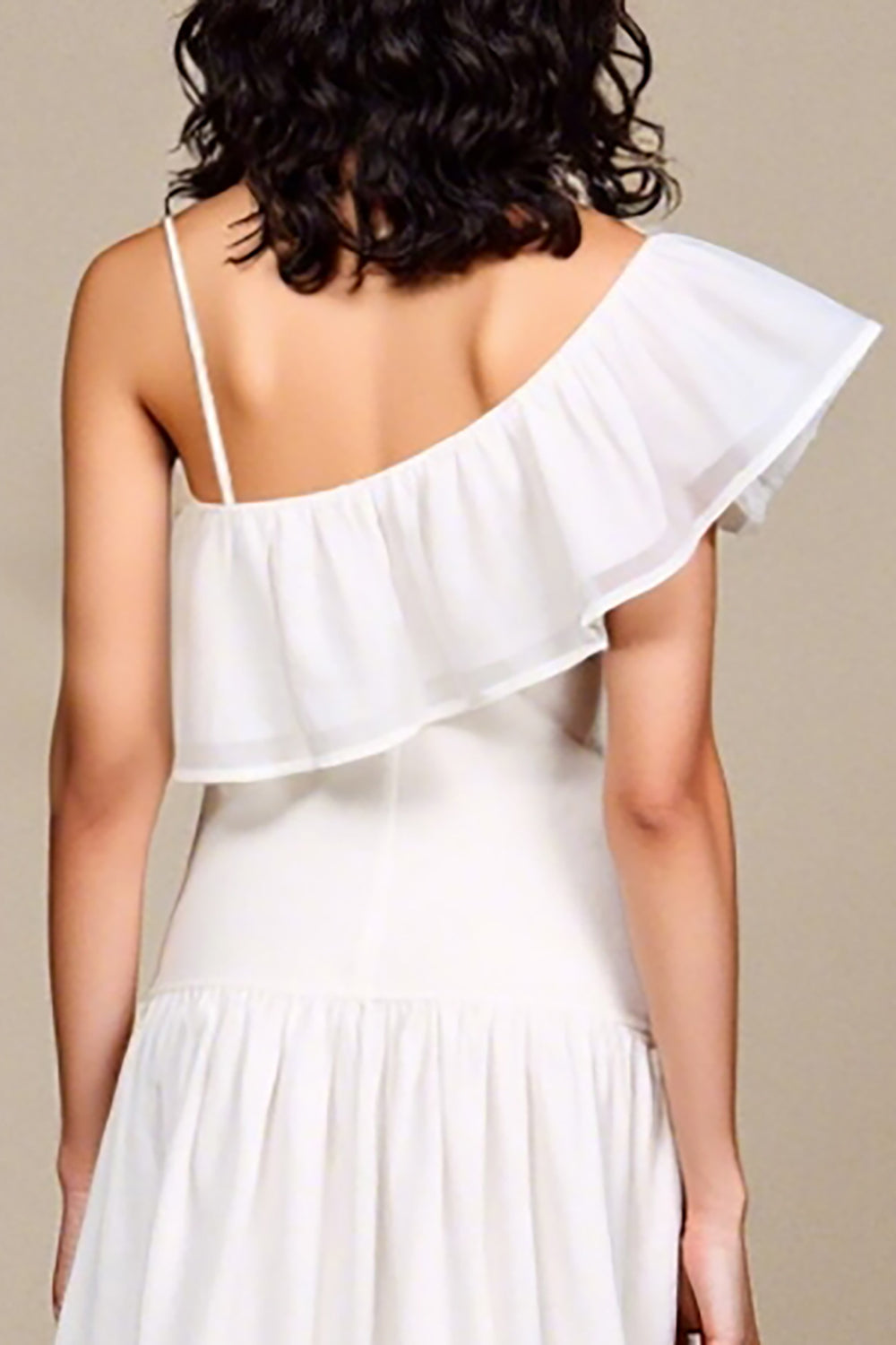 White A Line Floral Ruffled Wedding Guest Dress