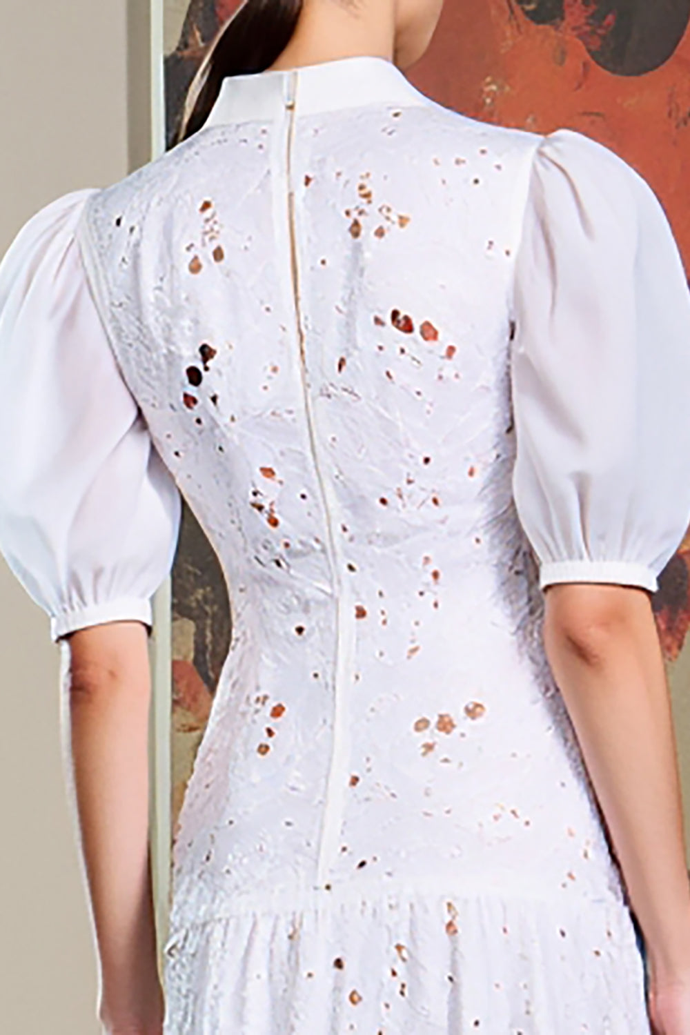 White A Line Printed Wedding Guest Dress