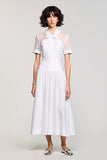 White A Line Wedding Guest Dress with Bow