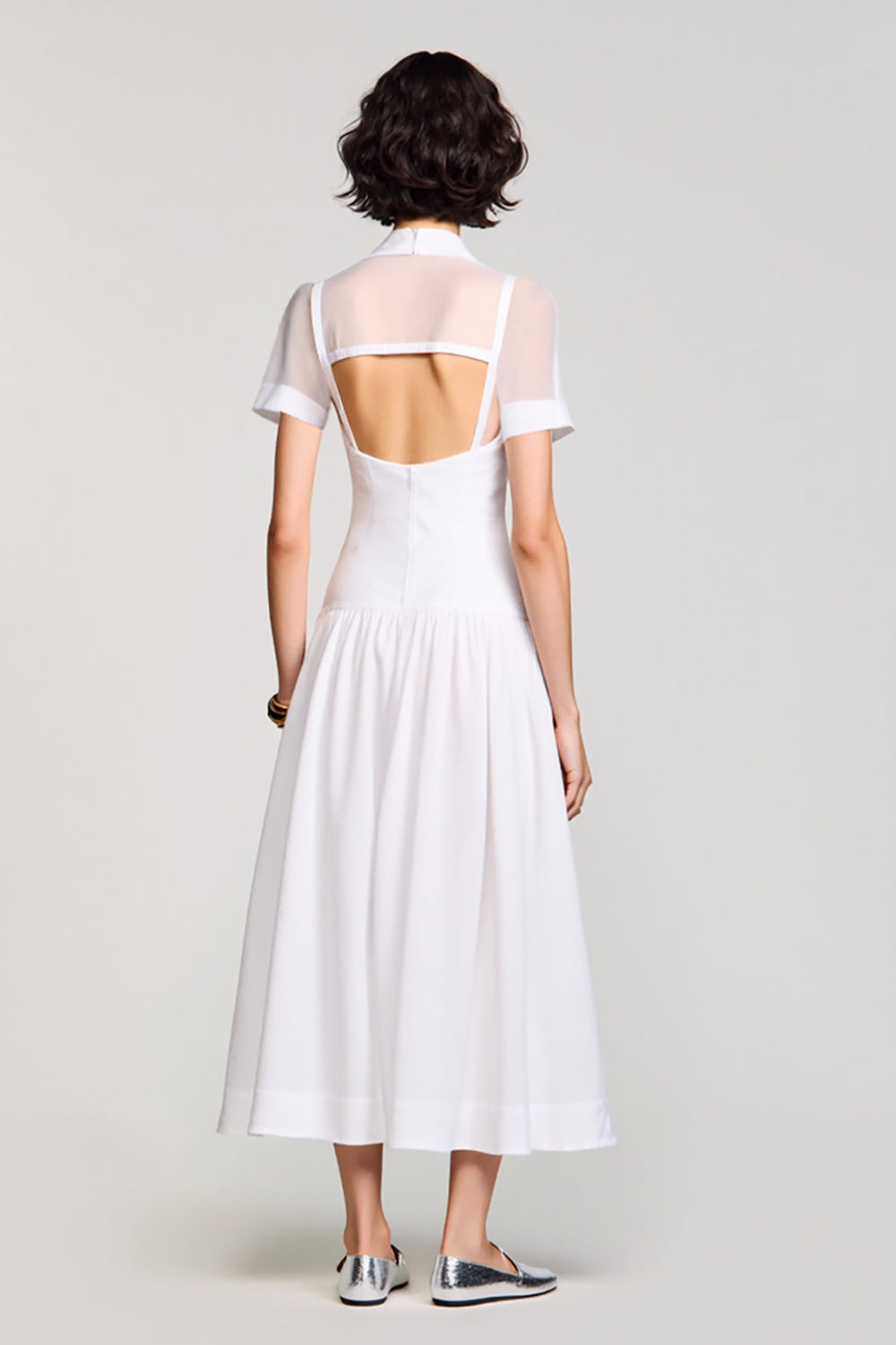 White A Line Wedding Guest Dress with Bow
