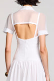 White A Line Wedding Guest Dress with Bow