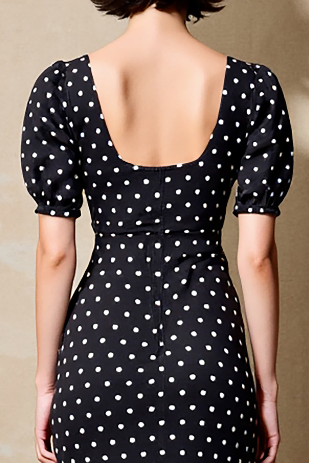 Black Sheath Short Sleeve Polka Dot Dress