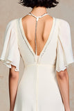 Ivory A Line Chiffon Wedding Guest Dress