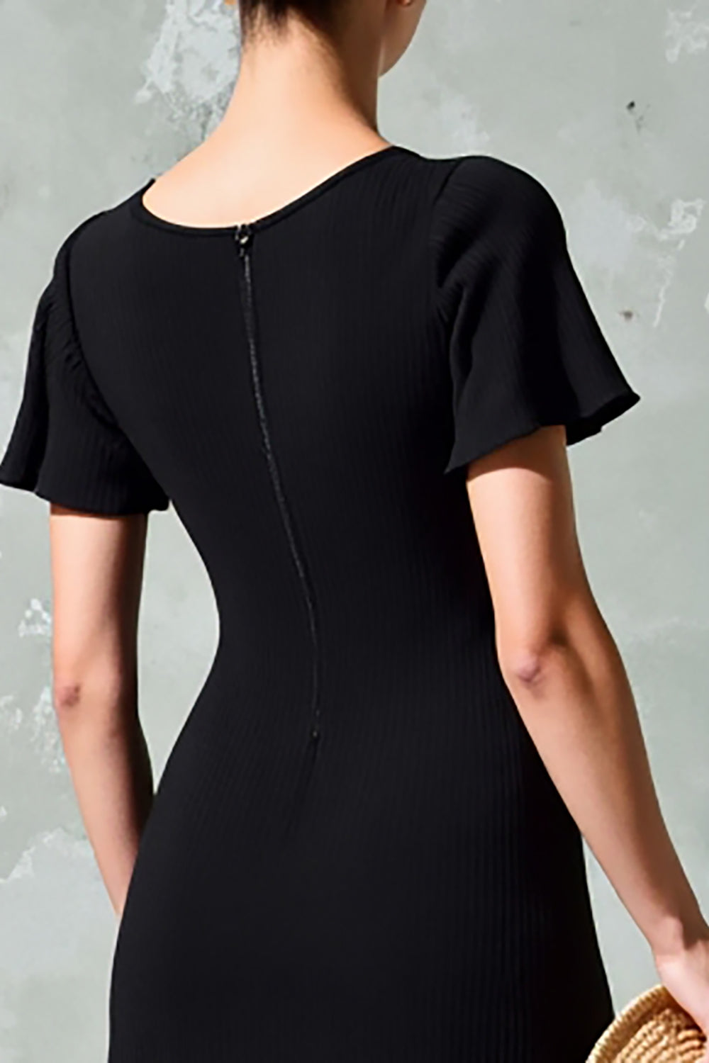 Black Square Neck A Line Wedding Guest Dress