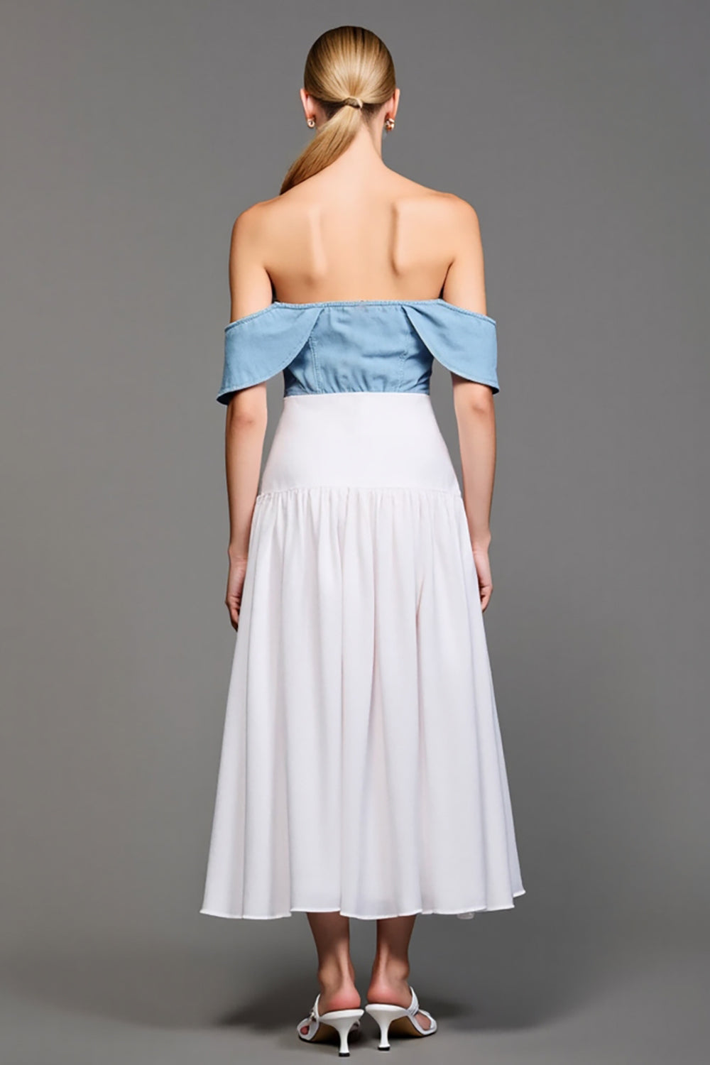 Off The Shoulder White A Line Wedding Guest Dress
