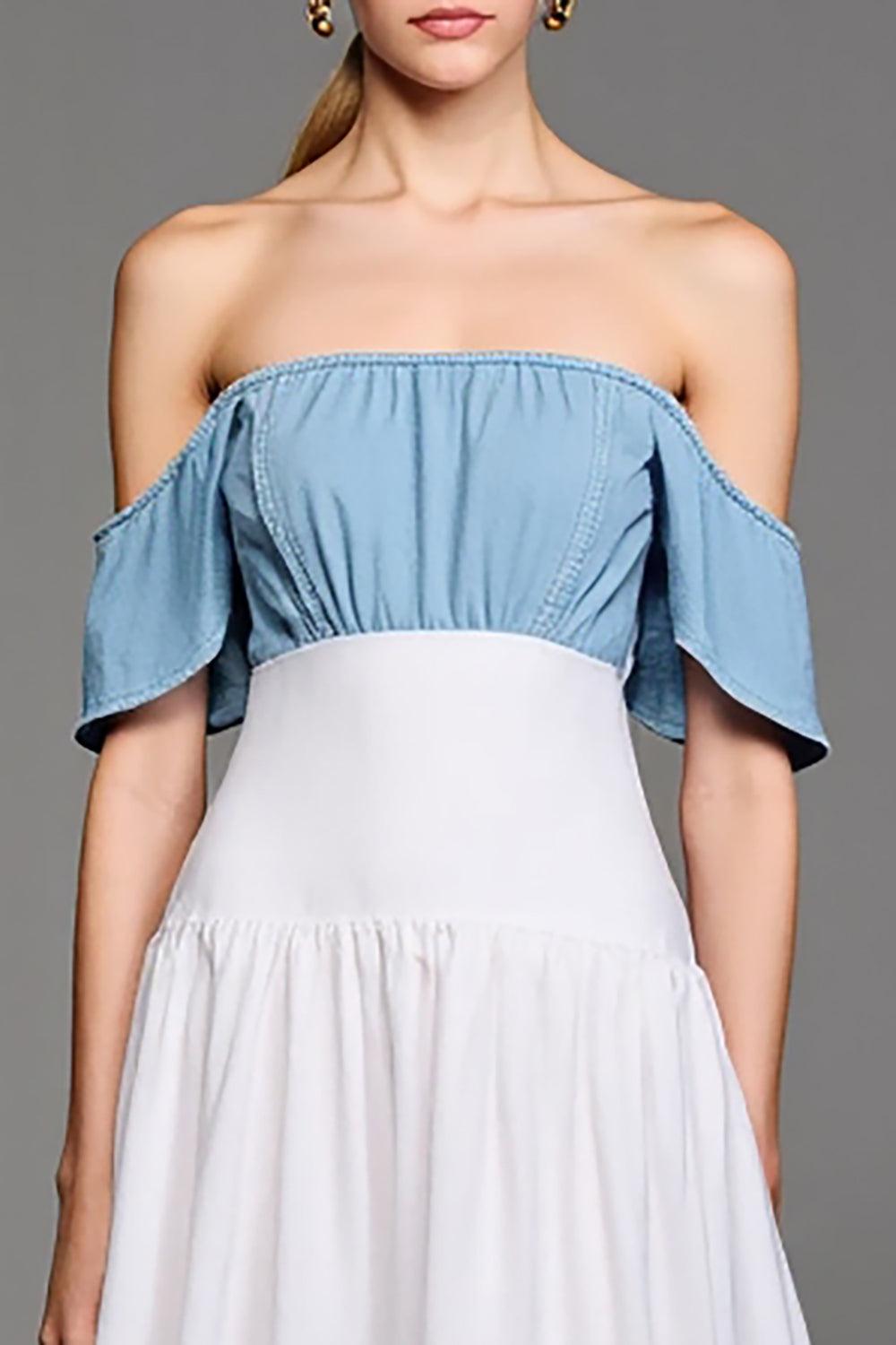 Off The Shoulder White A Line Wedding Guest Dress