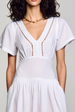 White V-Neck A Line Wedding Guest Dress