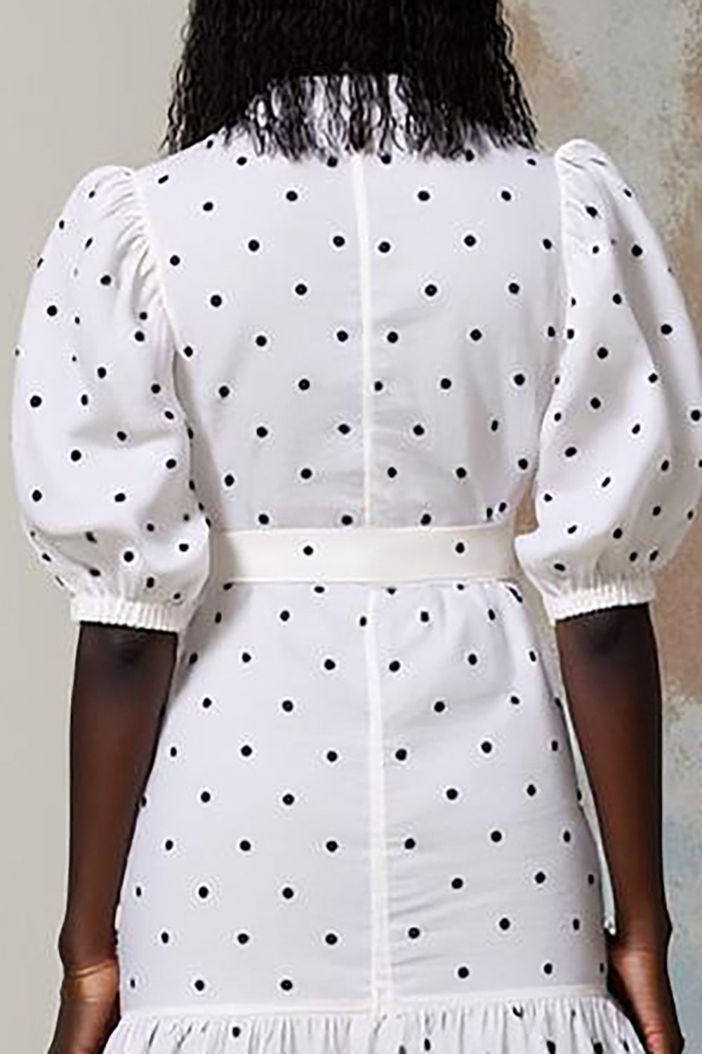 White A Line Midi Polka Dot Dress with Belt