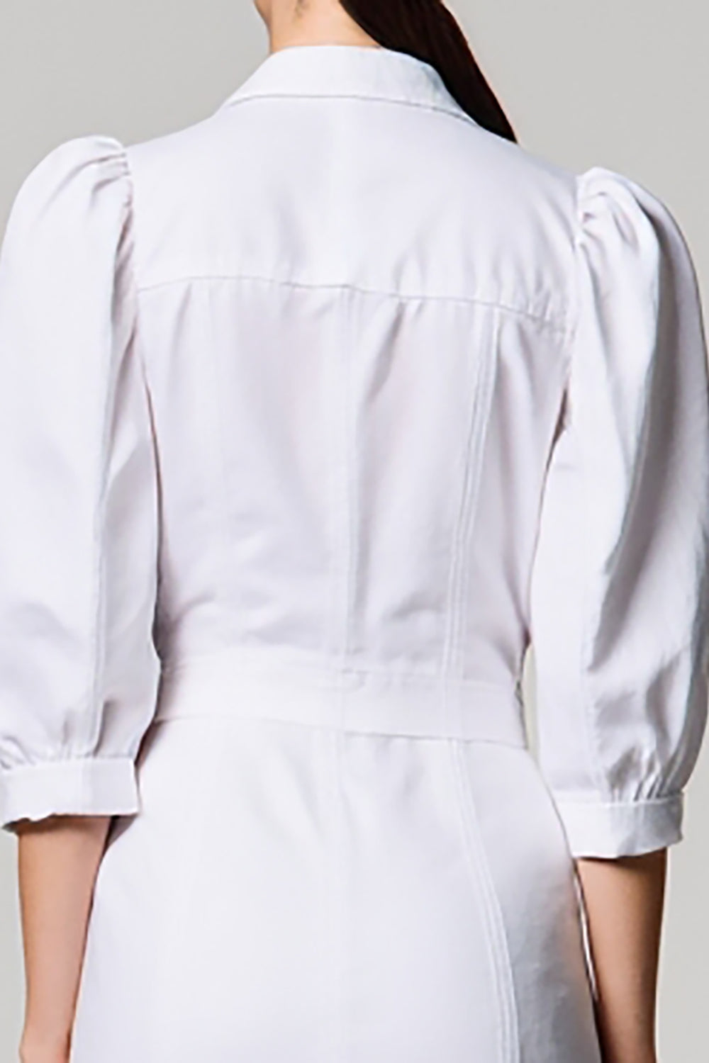 White Half Sleeve Single-breasted Wedding Guest Dress