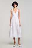 White V-Neck A Line Wedding Guest Dress