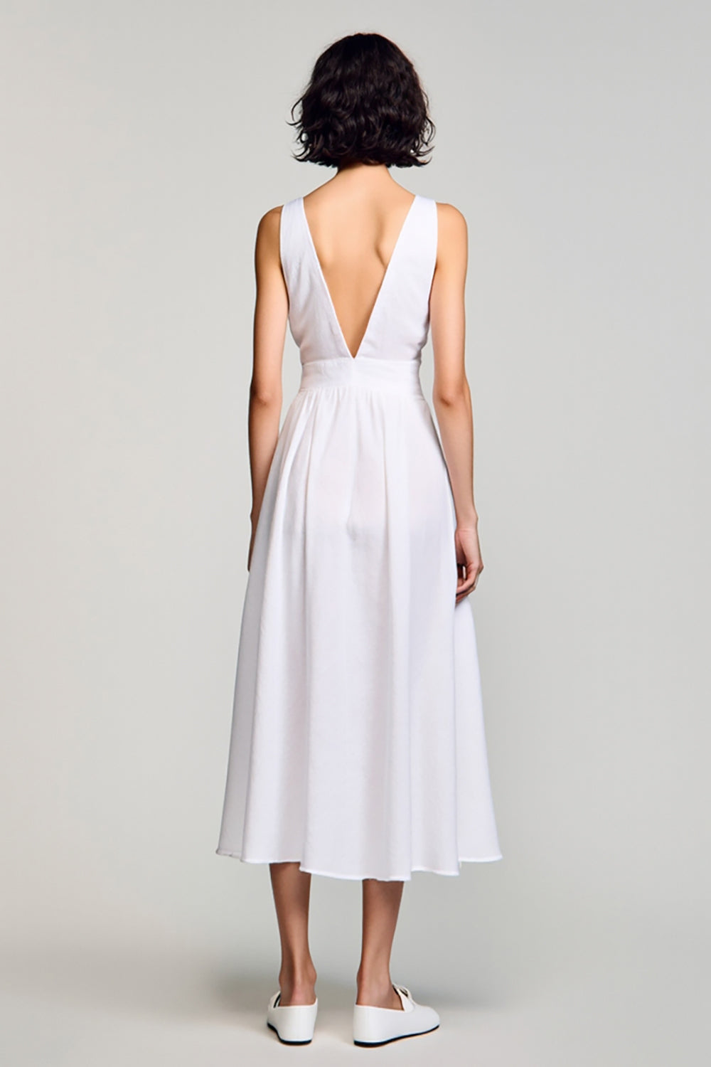 White V-Neck A Line Wedding Guest Dress