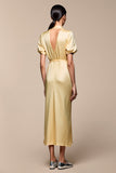 Yellow Shawl Lapel Sheath Wedding Guest Dress