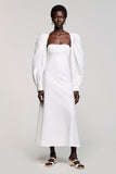 White A Line Long Sleeves Wedding Guest Dress