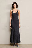 Black Polka Dot Backless Long Wedding Guest Dress