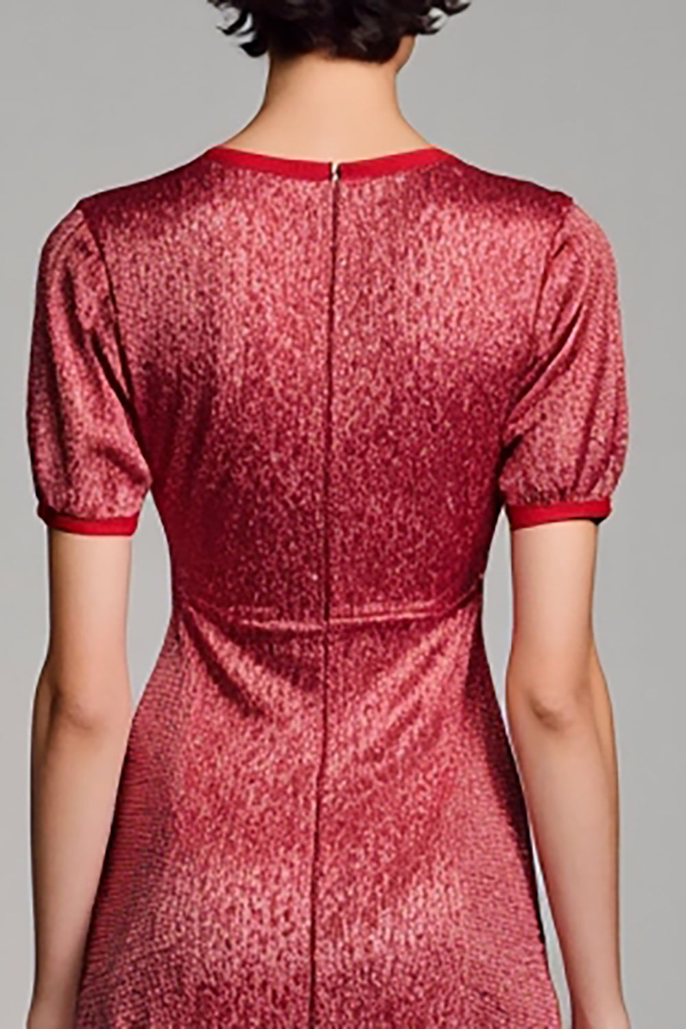 Red Satin V-Neck Long Wedding Guest Dress with Sleeves