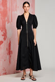 A Line Black Satin Long Wedding Guest Dress