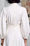 White A Line Polka Dot Long Wedding Guest Dress