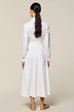 White A Line Long Sleeves Wedding Guest Dress