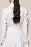 White A Line Long Sleeves Wedding Guest Dress