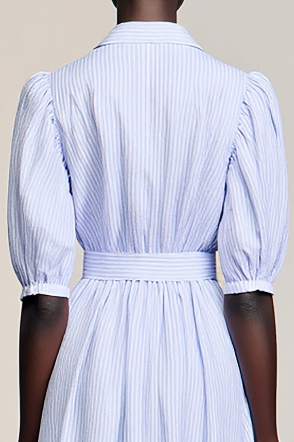 Blue A Line Striped Wedding Guest Dress