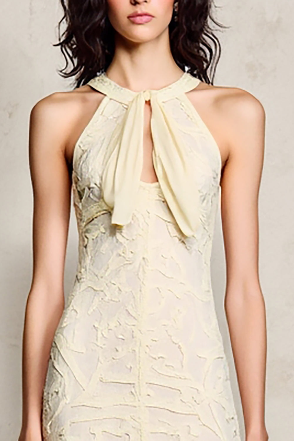 Apricot Lace Midi Wedding Guest Dress